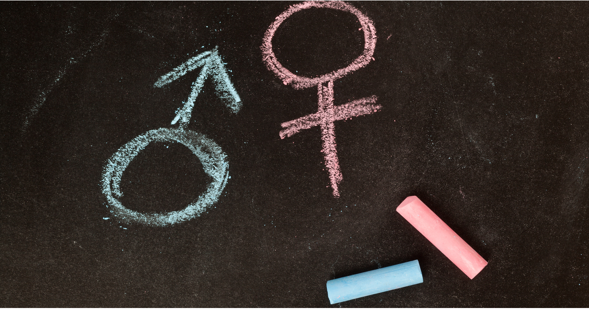 Gender pay gap chalk male female symbols-LinkedIn