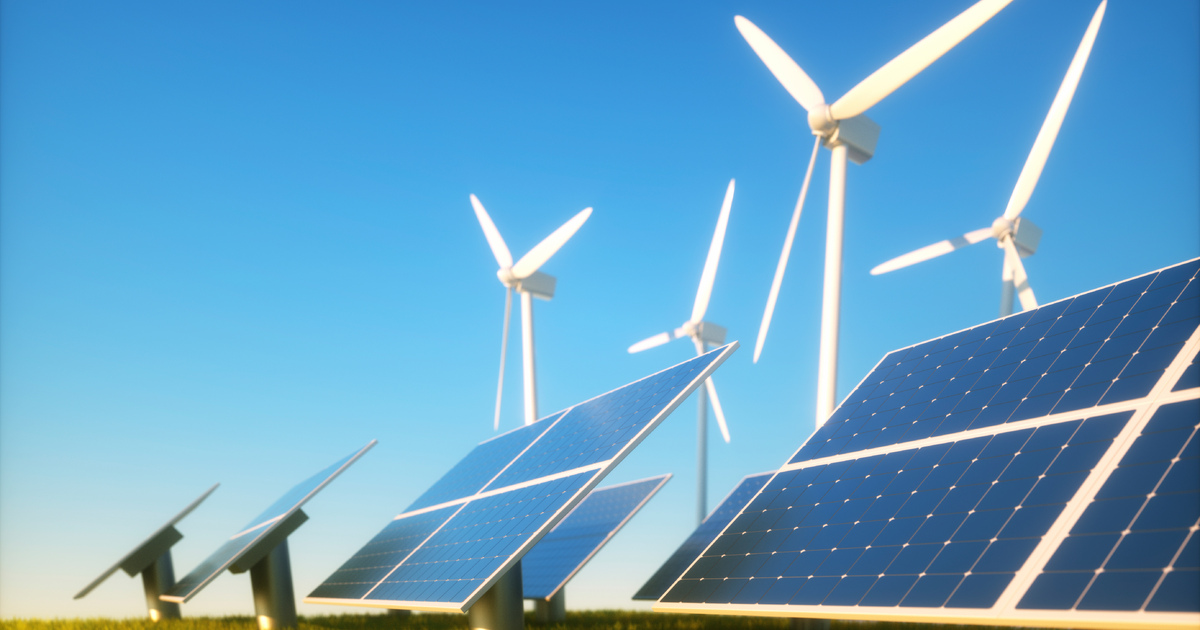 Solar panels and windfarm